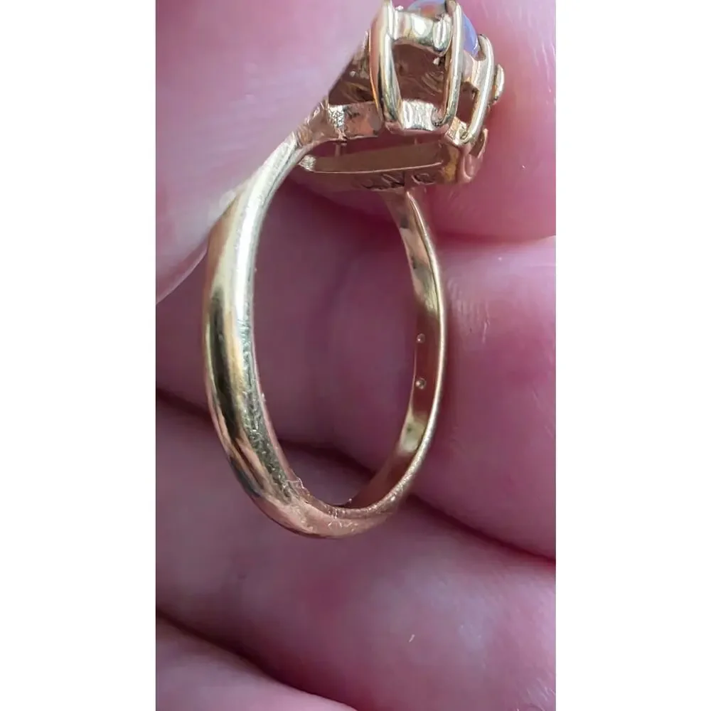 Opalite Statement Cluster Ring Avon Vintage Size 5.5 Clear Accent - Picture 9 of 9